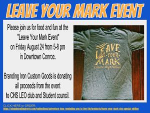 Leave Your Mark Event - August 24 from 5-8 pm