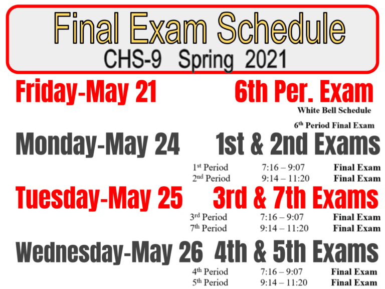Spring Final Exam Schedule 2021 Conroe 9th Grade High School
